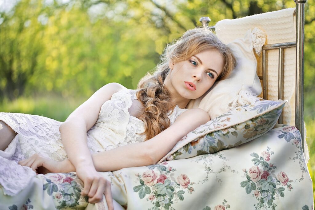 girl, portrait, lying down